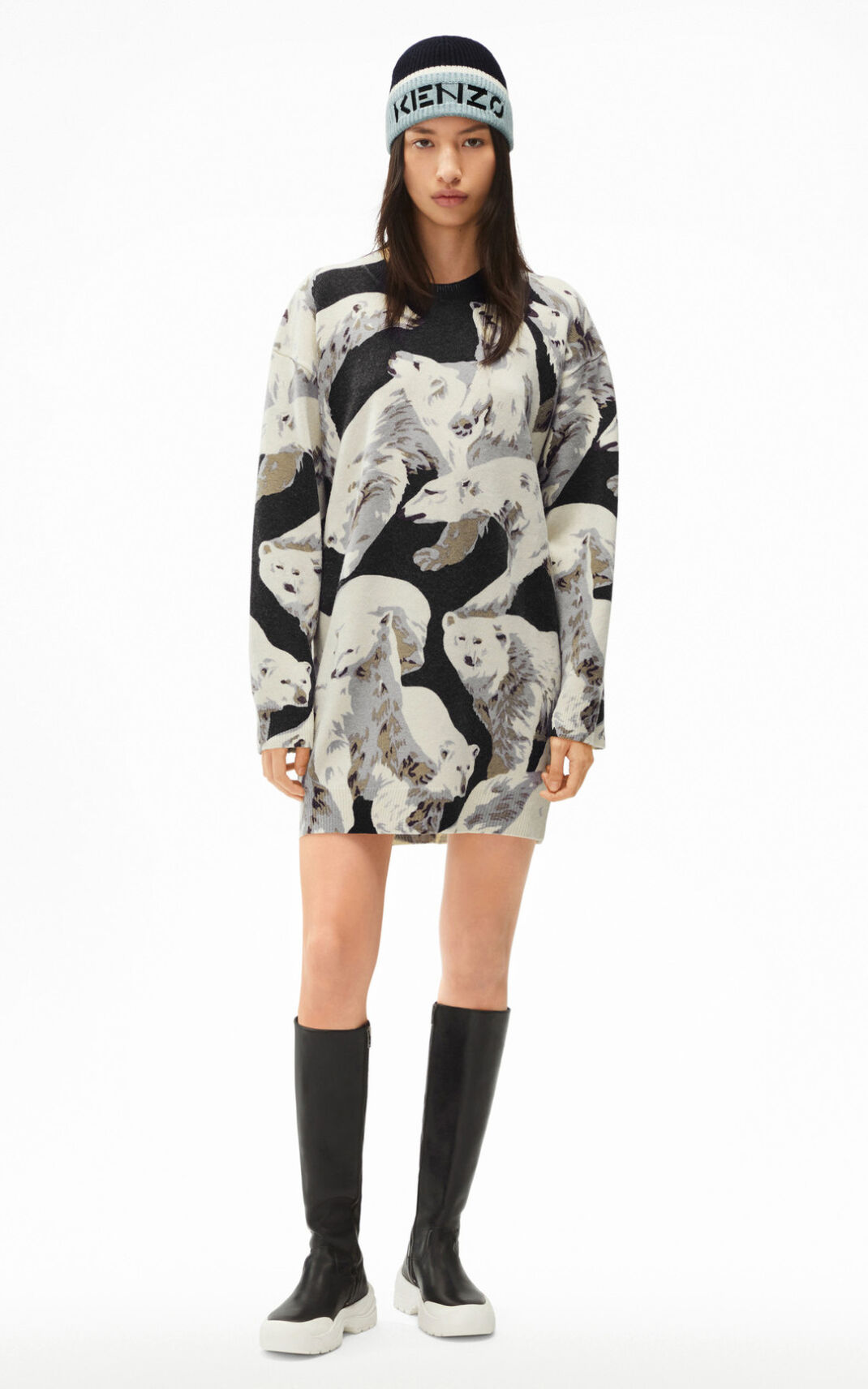 Vestido Kenzo The Inverno Capsule Polar Bear jumper Feminino - Pretas | 532MJUDIB